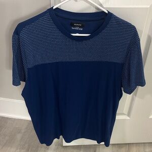 Alfani Navy and White Patterned Men's Short Sleeve Tee